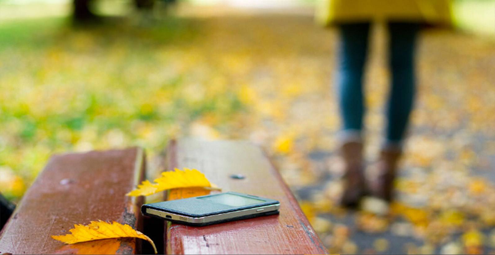 Women walking away from her phone